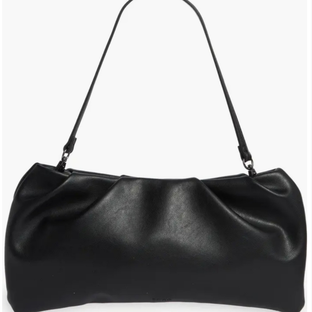 BCBG Women's Faux Leather Frame Clutch Black Shoulder Bag
